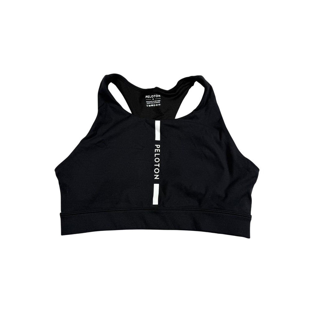 Peloton Womens Medium Sports Bra Black Racerback High Neck Activewear Workout‎